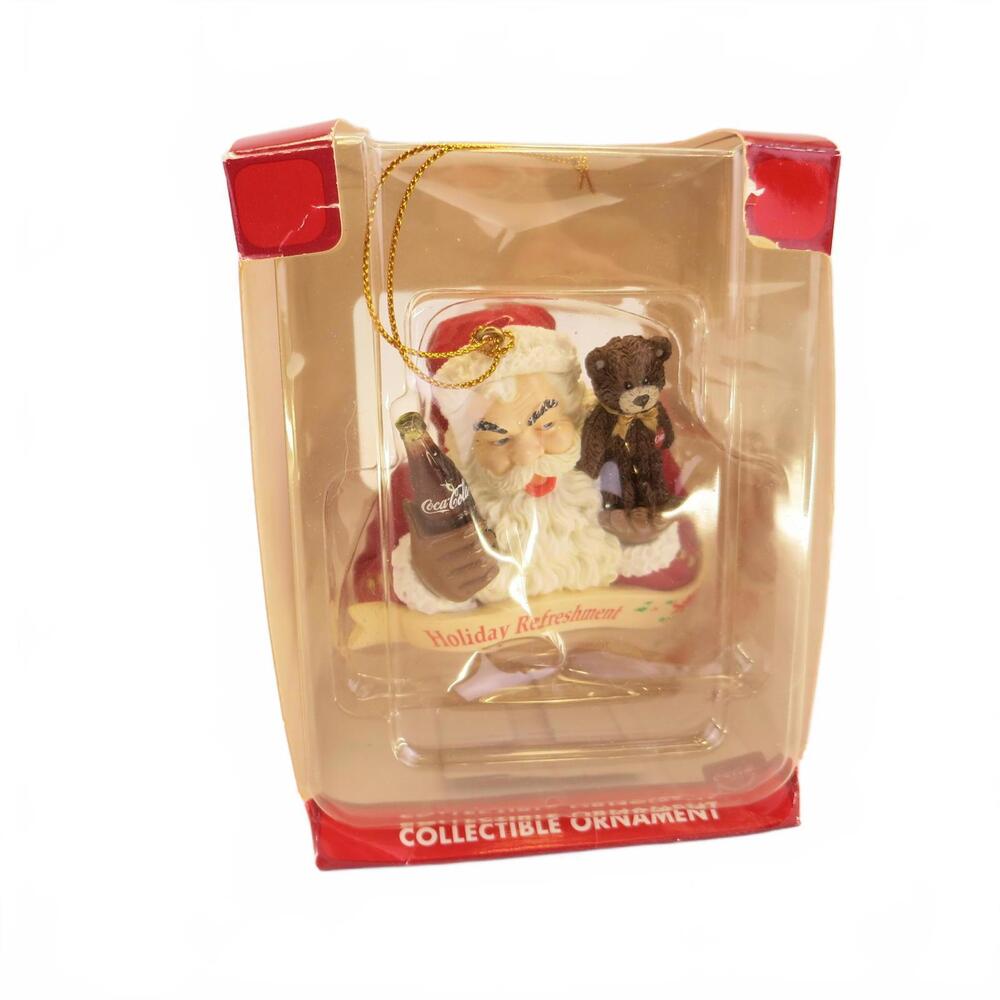 Trevco Coca-Cola Santa with Bear & Coke Ornament Box Damaged